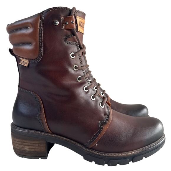 Pikolinos Ankle Boots San Sebastia EU40 US 9-9.5 Brown Leather Lace Up Side Zip - Picture 3 of 11